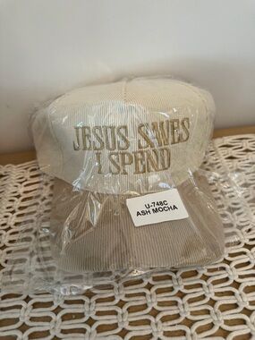 Embroidered 'JESUS SAVES I SPEND' Two-Tone Baseball Cap